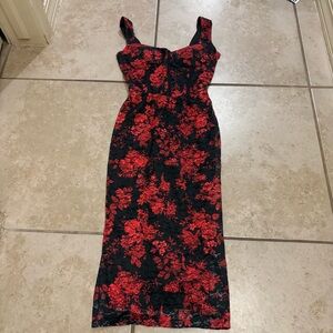 Derek Heart Floral Mesh Midi Dress Size Small